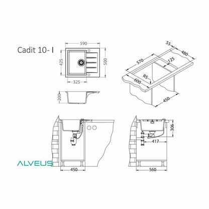 Alveus Cadit 10 Composite Sink White 59x50 cm