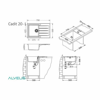 Композитна мивка Alveus Cadit 20 бежова 79x50 см