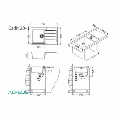 Вградена мивка Alveus Cadit 20 крем Терра 79x50 см