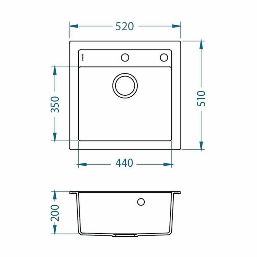 Alveus Formic 20 Composite Sink Grey 52x51 cm