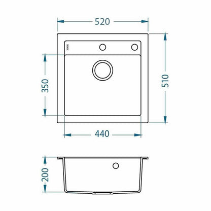 Alveus Formic 20 Composite Sink Grey 52x51 cm