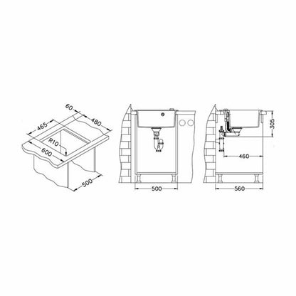 Alveus Formic 20 Composite Sink Grey 52x51 cm