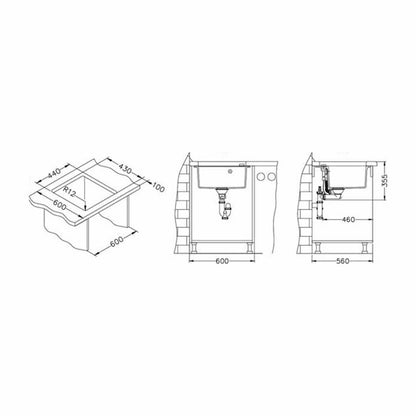 Alveus Formic 20 Composite Sink Grey 52x51 cm