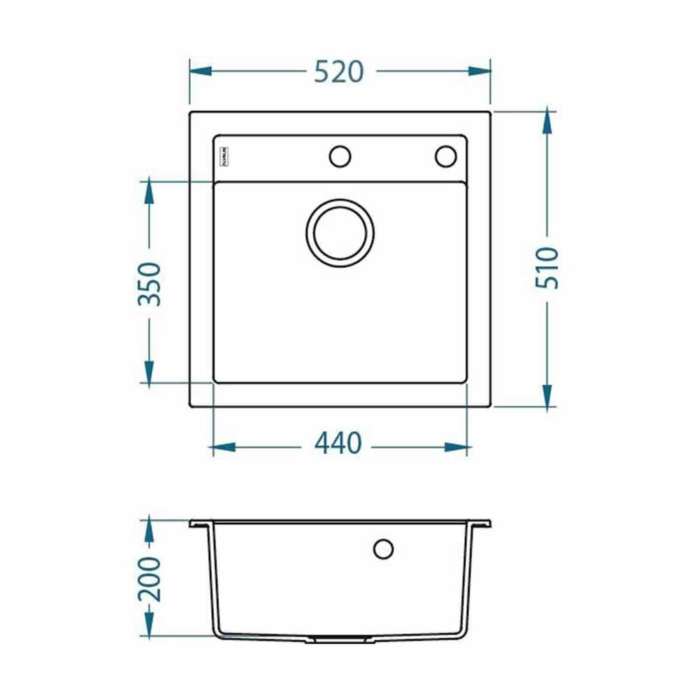 Композитна мивка Alveus Formic 20 Twilight черен металик 52x51 см