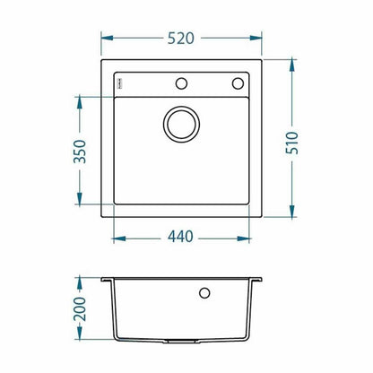 Композитна мивка Alveus Formic 20 Twilight черен металик 52x51 см