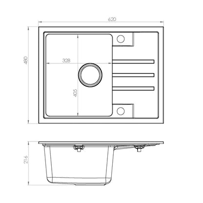 Alveus Intermezzo 30 Composite Sink Grey 62x48 cm