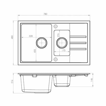 Композитна мивка Alveus Intermezzo 70 бяла 78x48 см