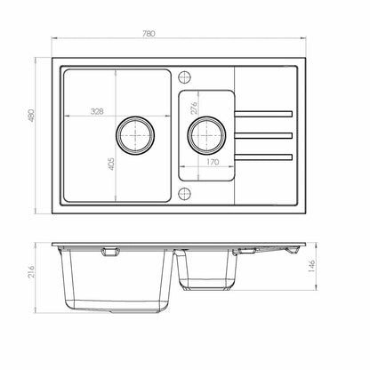Alveus Intermezzo 70 Composite Sink Grey 78x48 cm