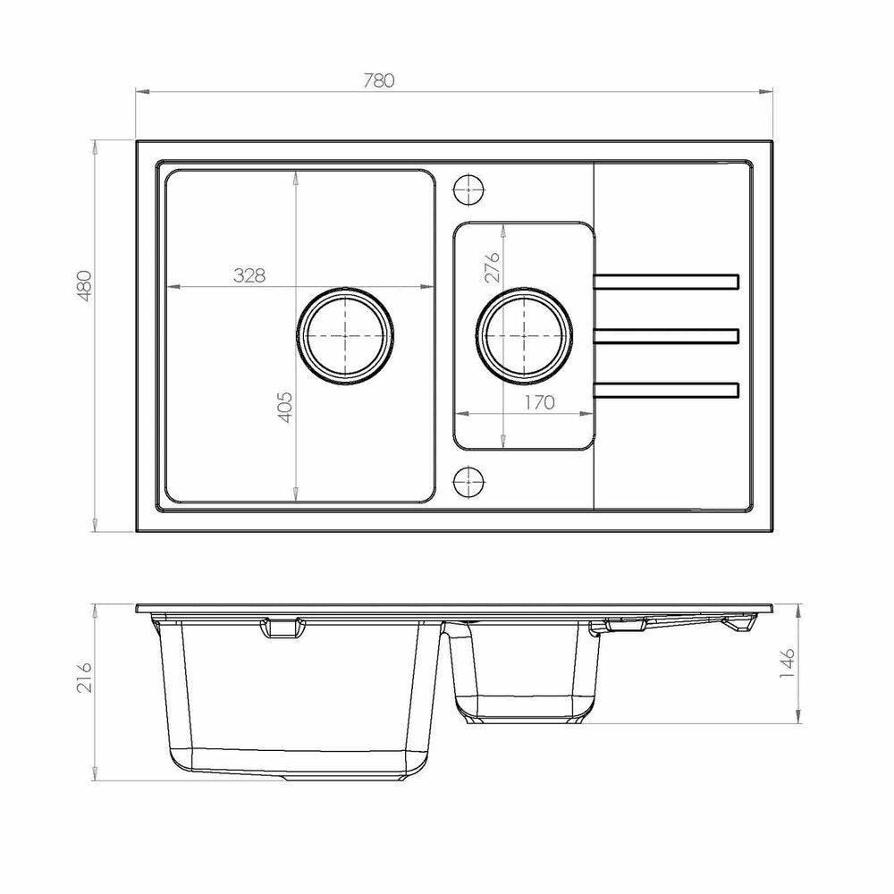 Alveus Intermezzo 70 Black Composite Sink 78x48 cm
