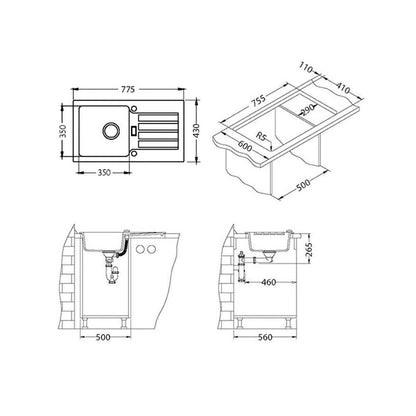 Композитна мивка Alveus Niagara 30 черна 78x43 см