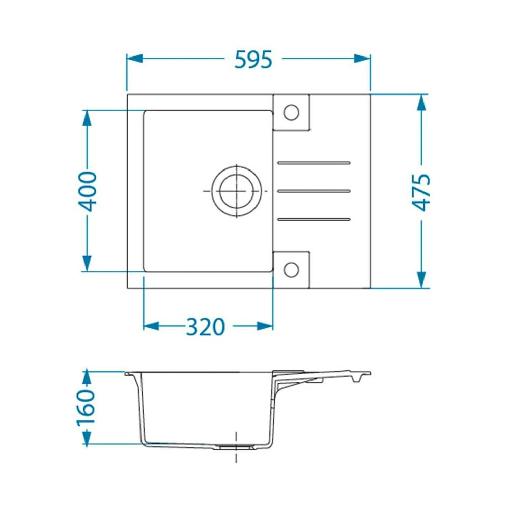 Чиувета от композит Alveus Rock 30 черна 60x48 см
