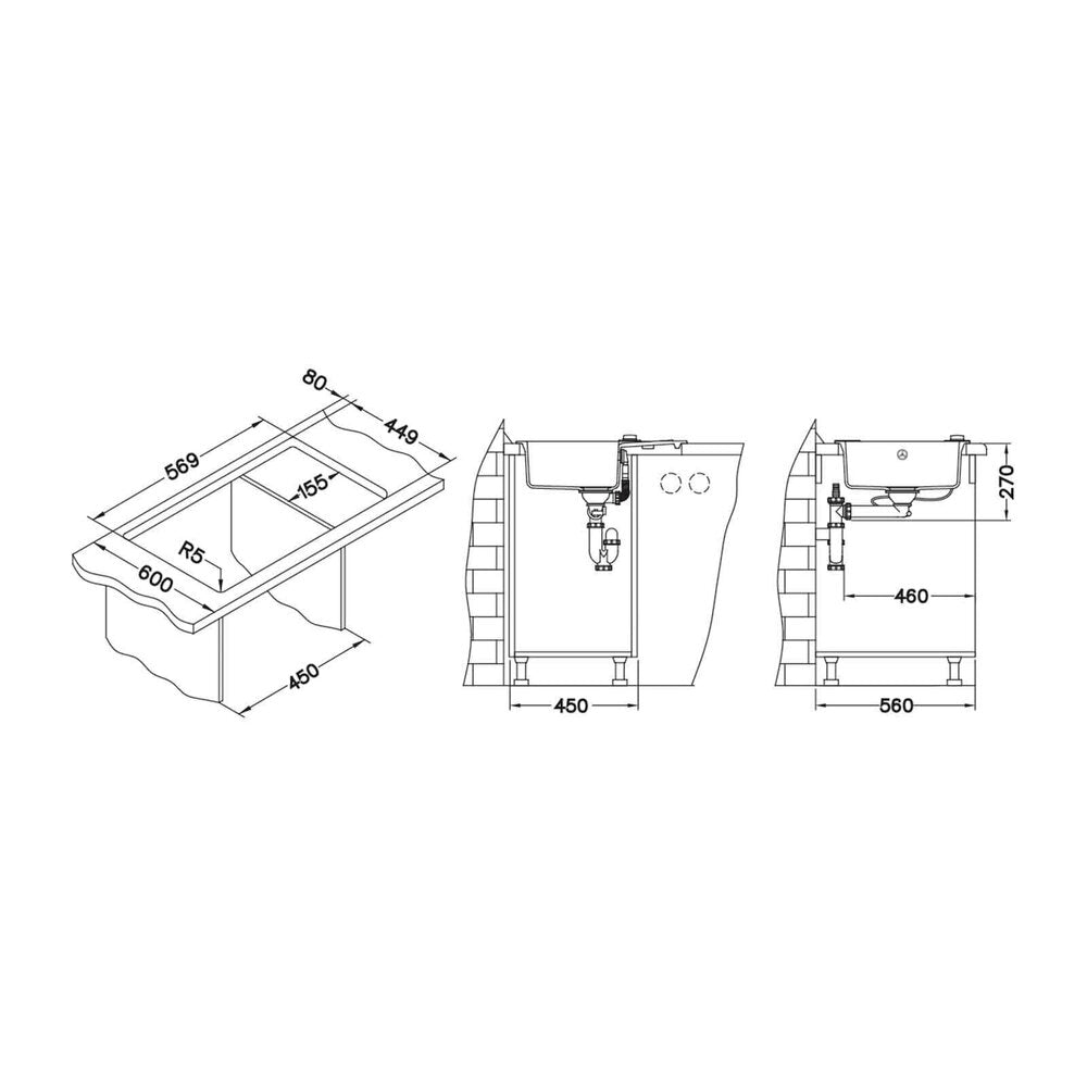 Чиувета от композит Alveus Rock 30 черна 60x48 см