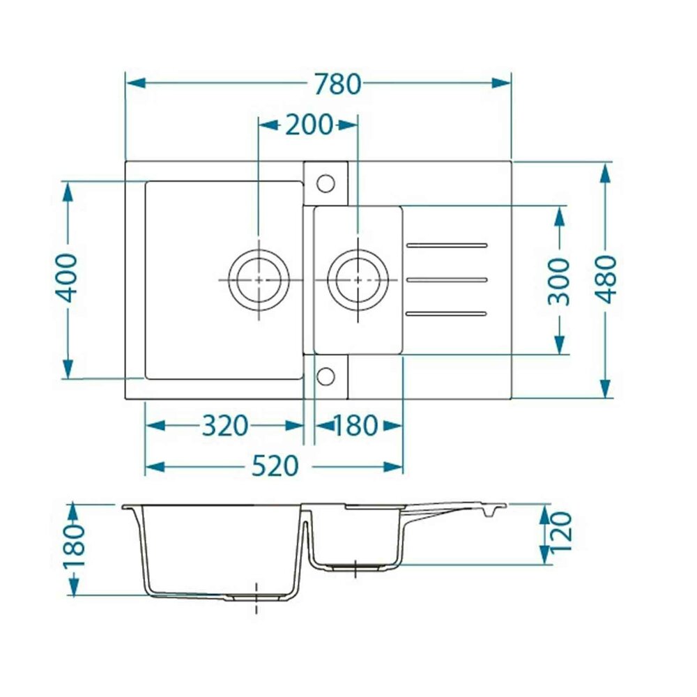 Композитна мивка Alveus Rock 70 бяла 78x48 см