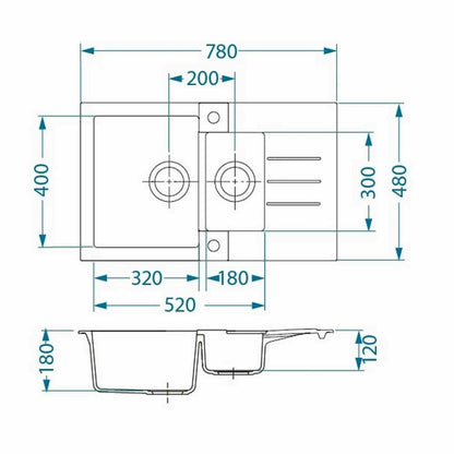 Композитна мивка Alveus Rock 70 бежова 78x48 см