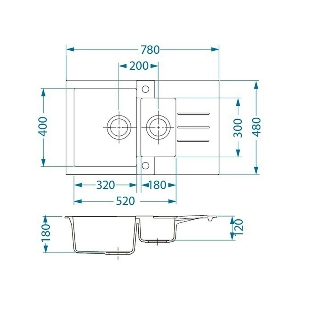 Композитна мивка Alveus Rock 70 сива 78x48 см
