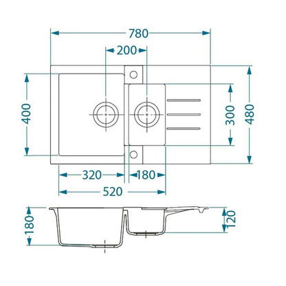Стойка за мивка Alveus Rock 70 черна 78x48 см