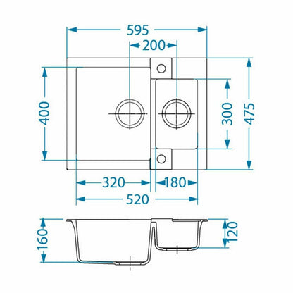 Композиционна мивка Alveus Rock 80 бяла 60x48 см