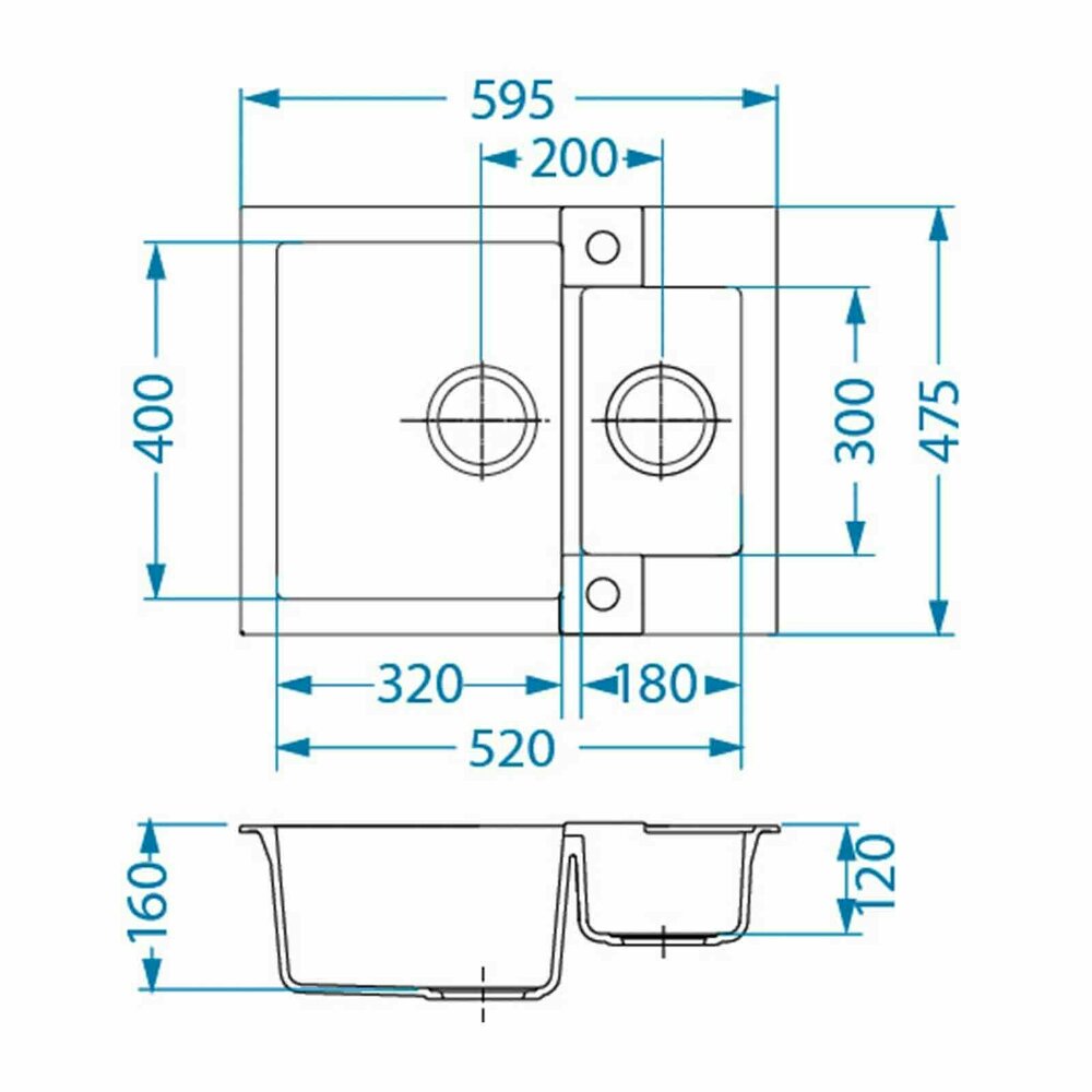Чувал за композитна мивка Alveus Rock 80 бежов 60x48 см