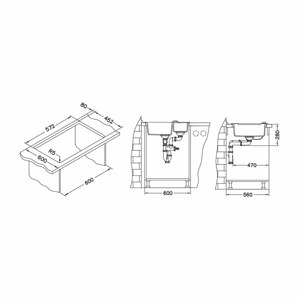 Композиционна мивка Alveus Rock 80 сива 60x48 см