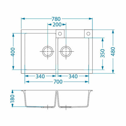 Alveus Rock 90 Composite Sink Black 78x48 cm