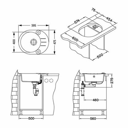 Композитна мивка Alveus Roll 40 бежова 60x48 см
