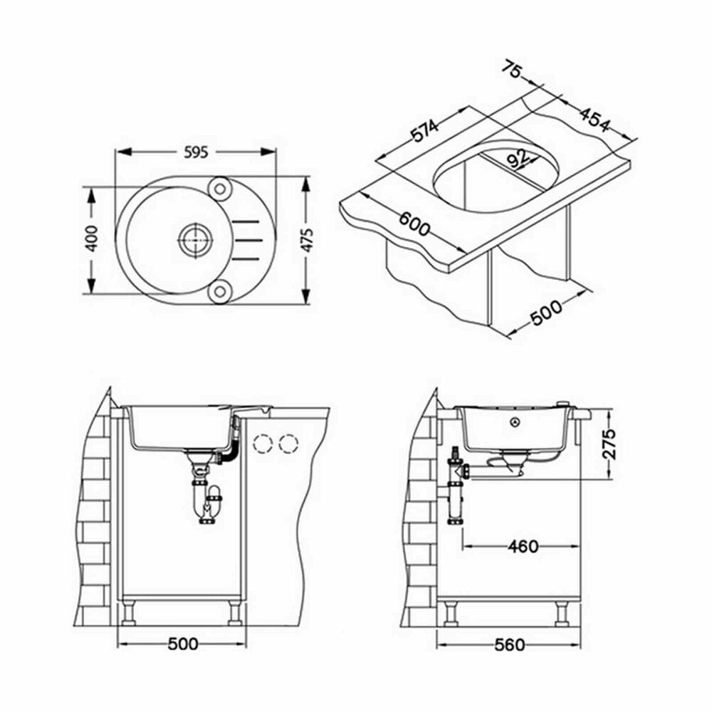 Композиционна мивка Alveus Roll 40 черна 60x48 см