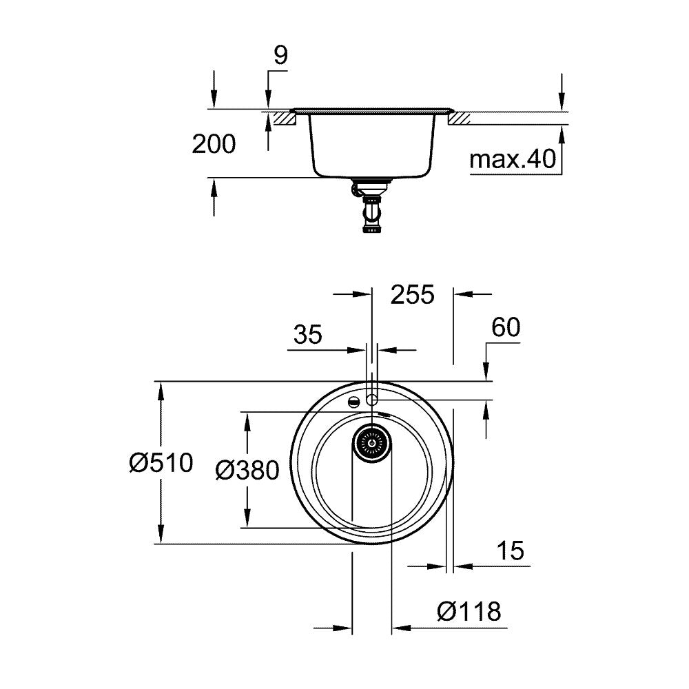 Grohe K200 composite sink 51 cm black