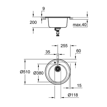Grohe K200 composite sink 51 cm black