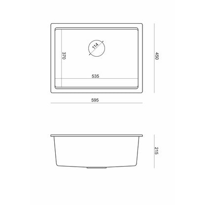 Quadron Logan 100 Composite Sink Under Counter Gray - Copper 59.5x45.1 cm