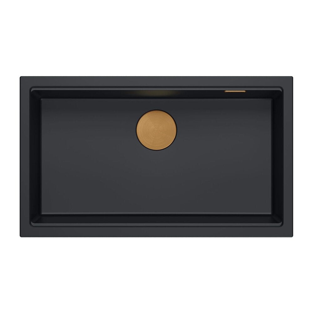 Вградена композитна мивка Quadron Logan 110 черен карбон - мед 76x44 cm