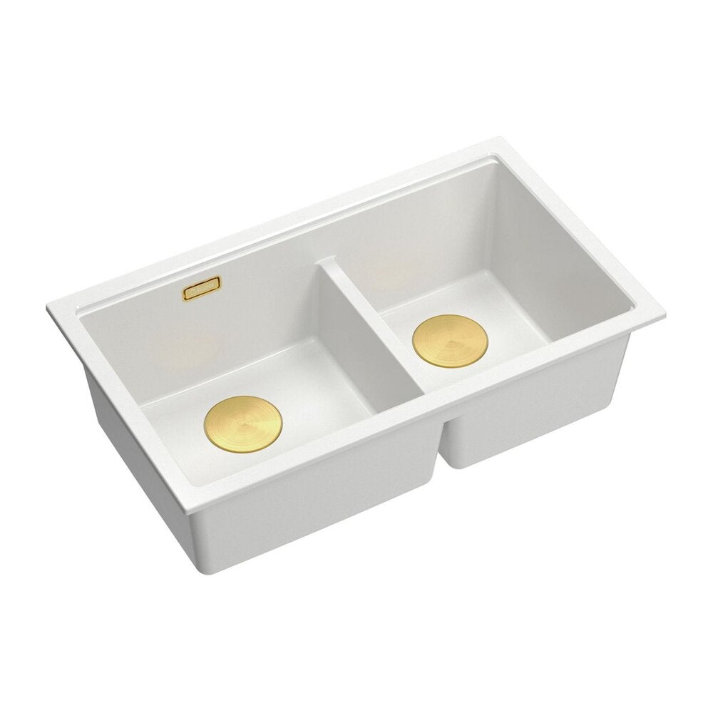 Вградена композитна мивка Quadron Logan 120 бяла - златна 76x45 cm