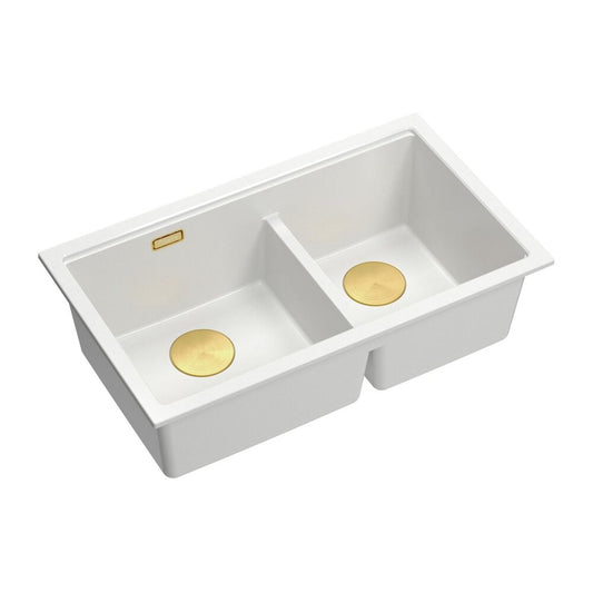 Вградена композитна мивка Quadron Logan 120 бяла - златна 76x45 cm