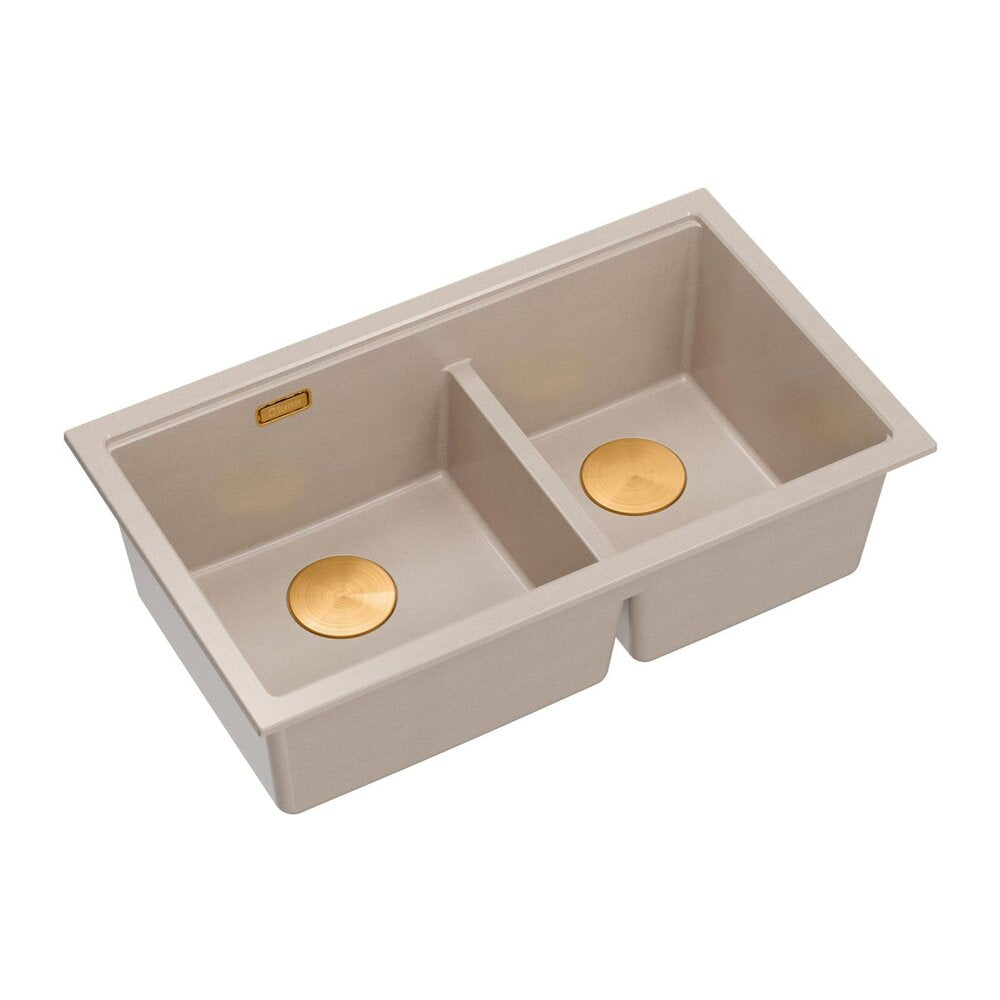 Вградена композитна мивка Quadron Logan 120 бежова - медна 76x45 cm