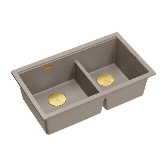 Вградена композитна мивка Quadron Logan 120 бежов soft taupe - златен 76x45 cm