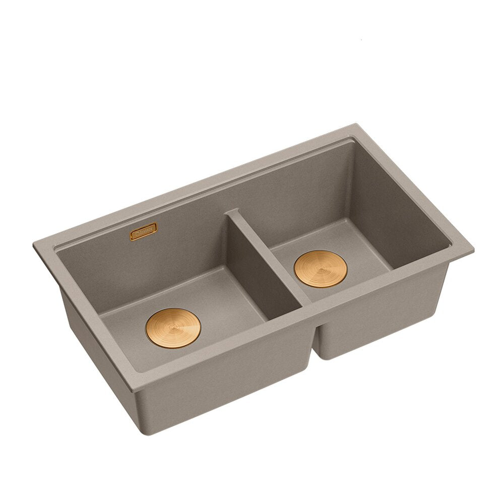 Вградена композитна мивка Quadron Logan 120 бежов soft taupe - мед 76x45 cm