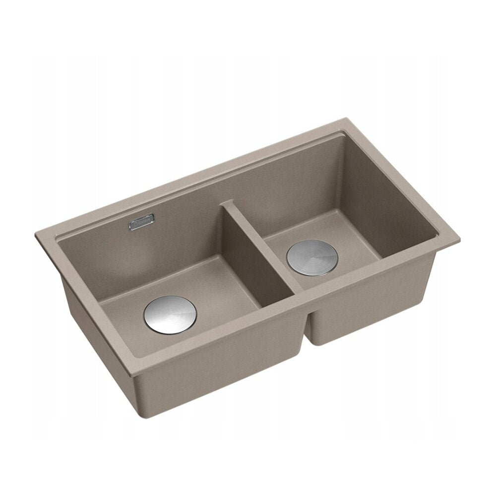 Вградена композитна мивка Quadron Logan 120 бежов soft taupe - инокс 76x45 cm