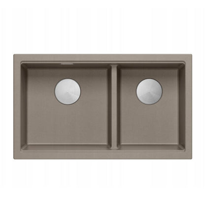 Вградена композитна мивка Quadron Logan 120 бежов soft taupe - инокс 76x45 cm
