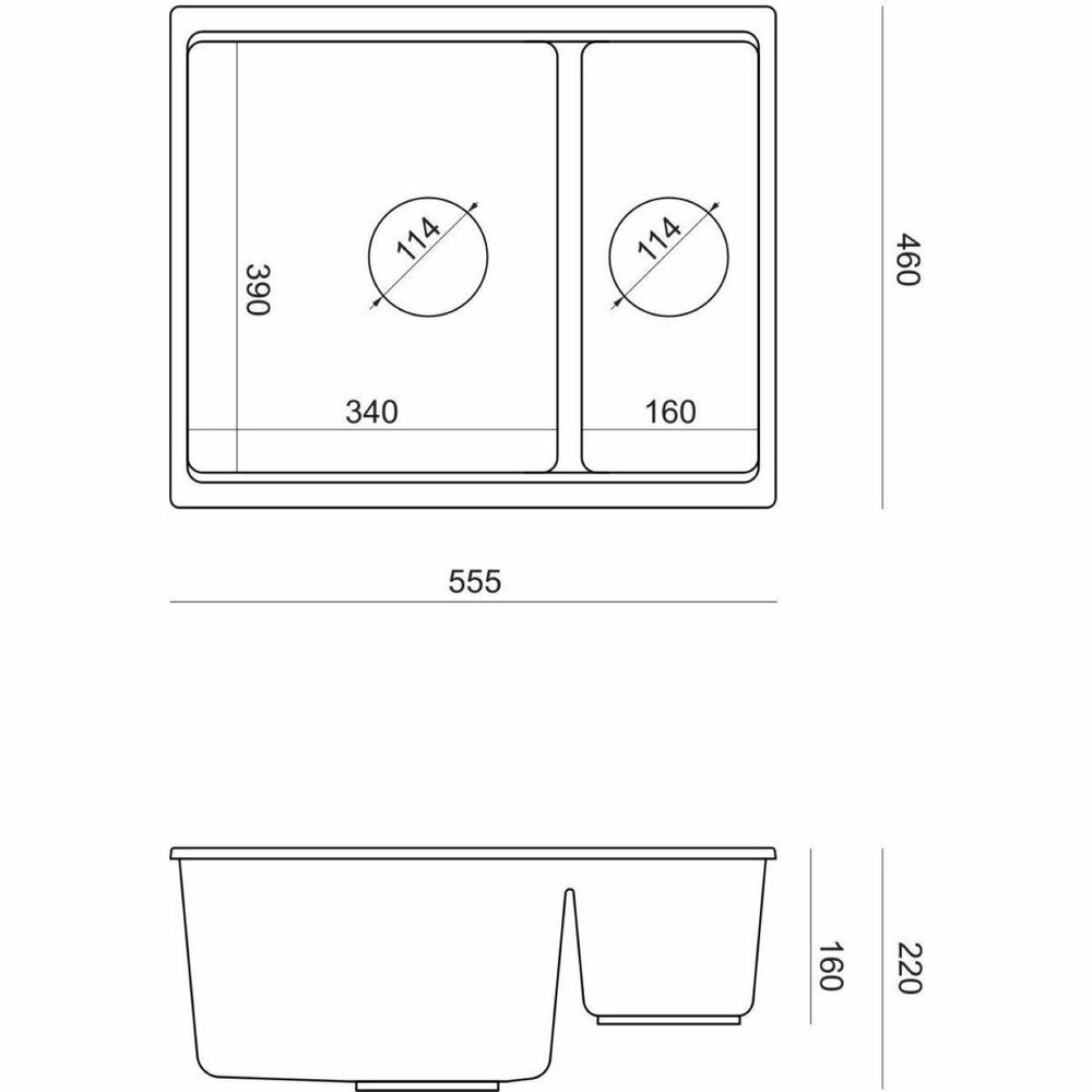 Подмонтируема мивка Quadron Logan 150 бяла - медна 56x46 см