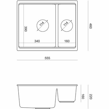 Подмонтируема мивка Quadron Logan 150 бяла - медна 56x46 см