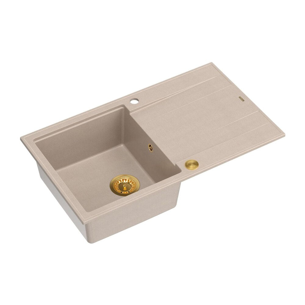 Вградена композитна мивка Quadron Unique Evan 111 бежова - златна 86x50 cm