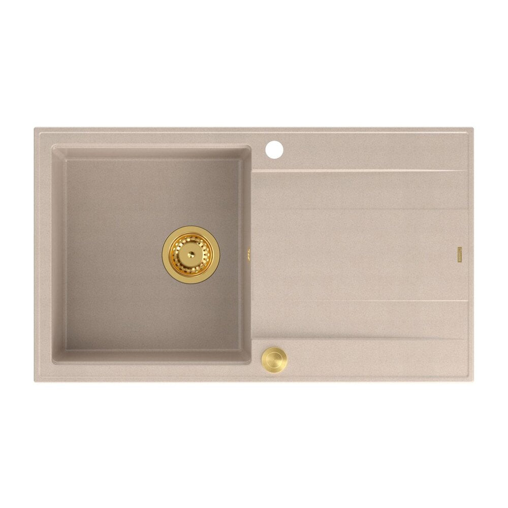 Вградена композитна мивка Quadron Unique Evan 111 бежова - златна 86x50 cm