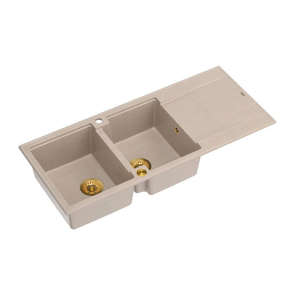 Вградена композитна мивка Quadron Unique Evan 121 бежова - златна 116x50 cm
