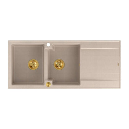 Вградена композитна мивка Quadron Unique Evan 121 бежова - златна 116x50 cm