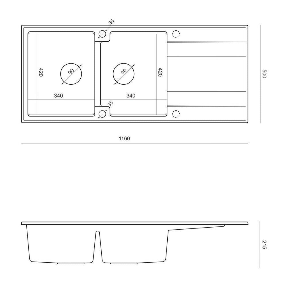 Вградена композитна мивка Quadron Unique Evan 121 бежова - златна 116x50 cm