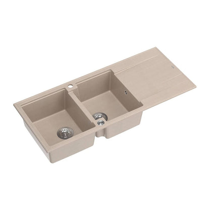 Вградена композитна мивка Quadron Unique Evan 121 бежова - инокс 116x50 cm