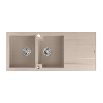 Вградена композитна мивка Quadron Unique Evan 121 бежова - инокс 116x50 cm