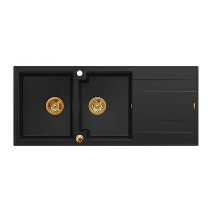 Вградена композитна мивка Quadron Unique Evan 121 черен карбон - мед 116x50 cm