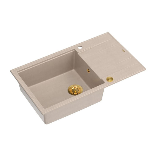 Вградена композитна мивка Quadron Unique Evan 136 XL бежова - златна 86x50 cm