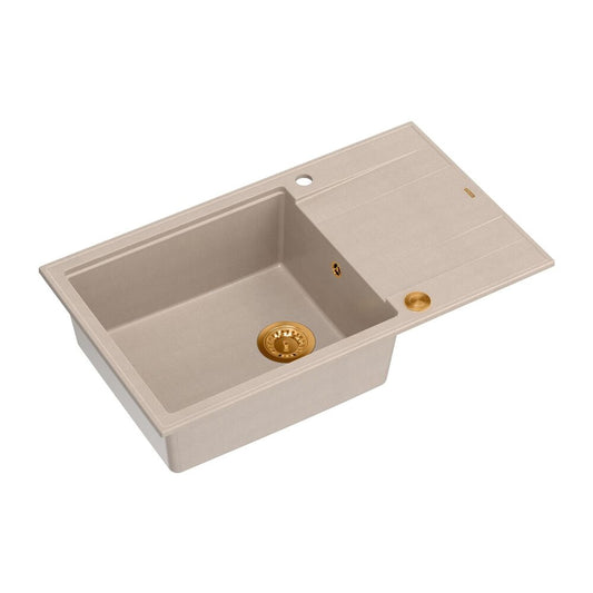 Вградена композитна мивка Quadron Unique Evan 136 XL бежова - медна 86x50 cm