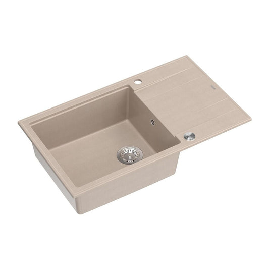 Интегрирана композитна мивка Quadron Unique Evan 136 XL бежова - инокс 86x50 cm